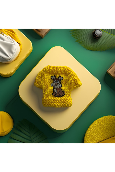 Lady Fify Hamster için Köpek Armalı Sarı Kazak