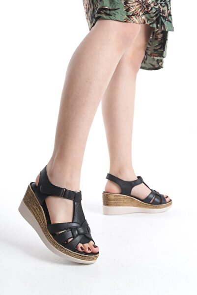 Tamdabu Ayakkabı Genuine Leather Black Orthopedic Sole Women's Sandals Tmd 20...