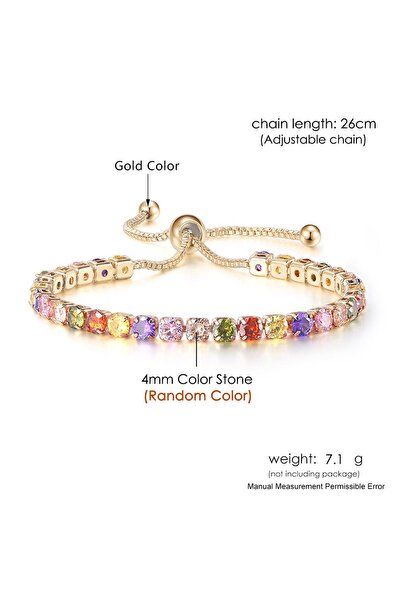 Choice أساور تنس متعددة الألوان قابلة للتعديل مقاس 4 × 4 مم H056-3 للسيدات وا...