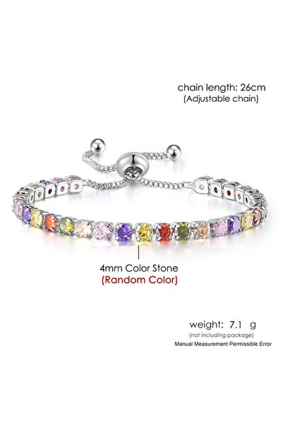 Choice أساور تنس متعددة الألوان قابلة للتعديل مقاس 4 × 4 مم H056-2 للسيدات وا...