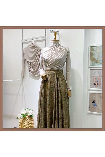 Faya Boutique Μπλούζα ζέρσεϊ σε χρώμα πέτρας