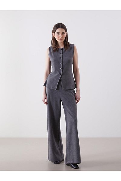 LC Waikiki Lcw Vision Anthracite Women's Knitwear Pants with Elastic Waist