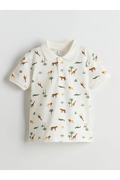LC Waikiki Ecru Printed Boys' T-Shirt and Shorts 2-Pack