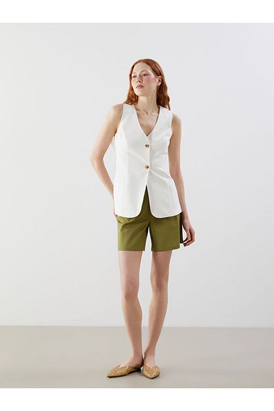 LC Waikiki Lcw Vision White V-Neck Modal Blended Women's Classic Vest