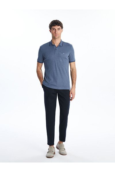 LC Waikiki Navy Blue Polo Neck Mercerized Look Men's T-Shirt