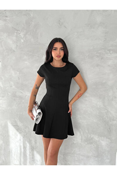 Flexium Eyesof Short Sleeve Mini Dress - Black