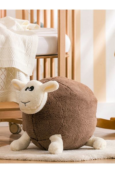 LC Waikiki Beige Sheep Figured Filled Plush Baby Throw Pillow 60 cm