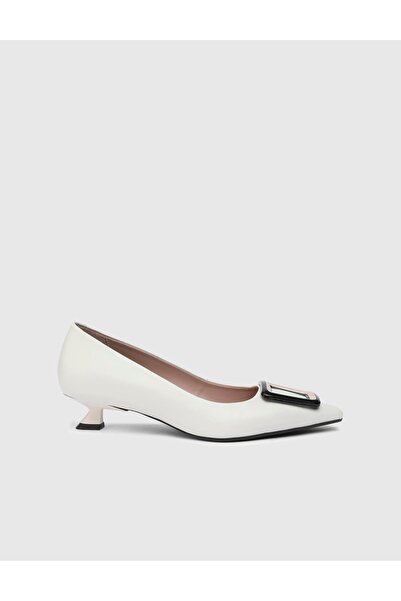 İLVİ Kinga Hakiki Deri Kadın Bej Topuklu Ayakkabı