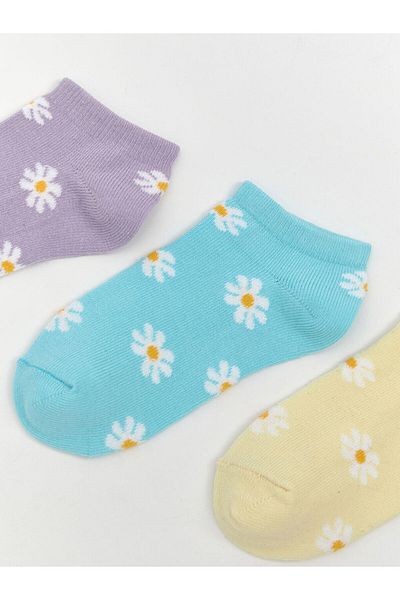 LC Waikiki New Season Floral Girls' Booties Socks 3-Piece - S5Ke73Z4