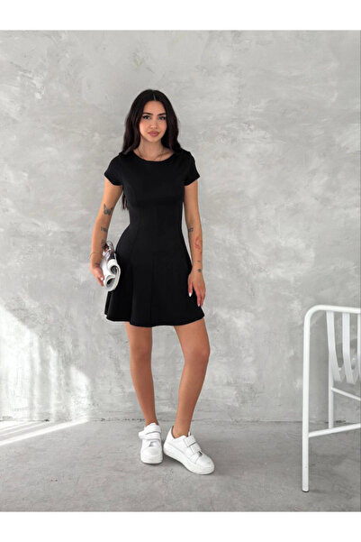 Flexium Eyesof Short Sleeve Mini Dress - Black