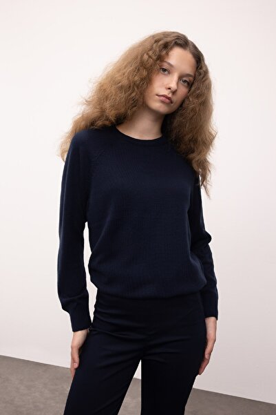 DeFacto Regular Fit Yumuşak Dokulu Bisiklet Yaka Reglan Kol Basic Düz Triko Kazak I6913az24wn