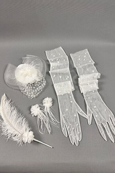 Hayalperest boncuk Gelin Şapkası Ve Gelin Nikah Aksesuar Seti