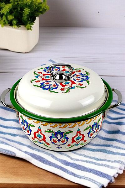 İnci Emaye No. 22 Enamel Pot, Serving, Food Camping, Picnic, Dowry