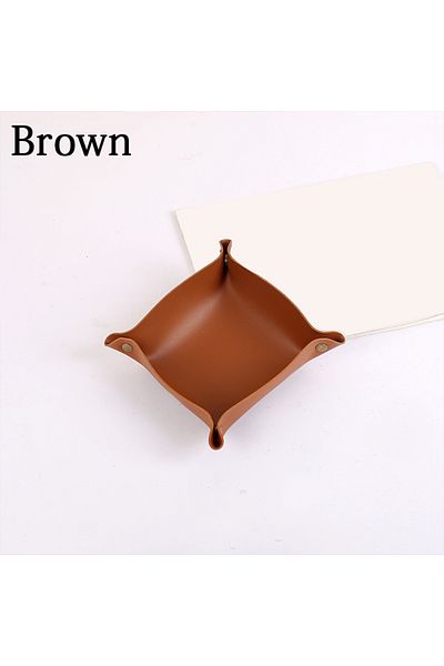 Choice S 20x20cm Olive Brown Nordic Style Leather Storage Tray Desktop Organizer For Key Jewelry Cosmetic S