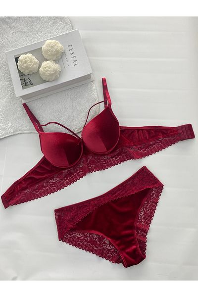 MAVEA String Velvet Bra Set