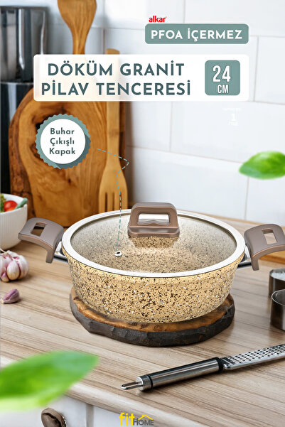 FİTHOME Beige Rice Pot - Fireproof Cast Granite