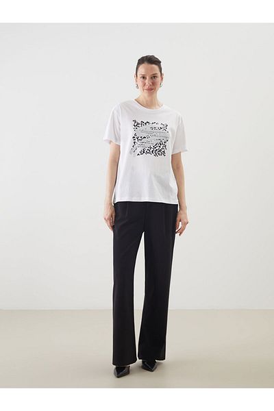 LC Waikiki Tricou de damă cu imprimeu cu decolteu rotund de sezon nou - S5KR10Z8
