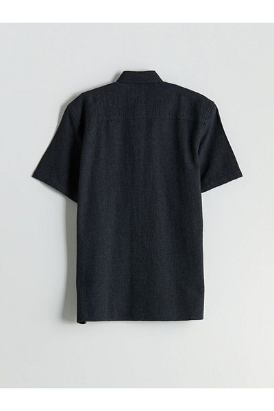 LC Waikiki Lcw Vision Anthracite Regular Fit Short Sleeve Dobby Men's Shirt
