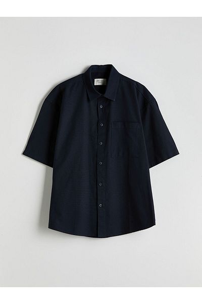 LC Waikiki Lcw Vision Navy Blue Comfortable Fit Short Sleeve Men's Shirt