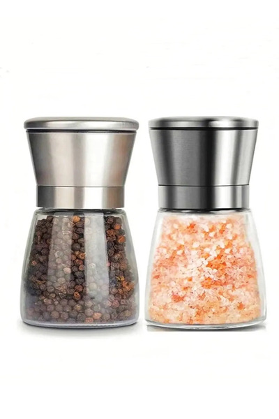 Vivien Home Cam Gövdeli Paslanmaz Çelik Kapaklı Tuz Karabiber Değirmeni Tuz Karabiber Öğütücü 1 Adet