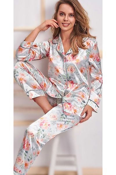 Loule Set pijamale din satin pentru femei din 2 piese L.N0.U1.RT.08