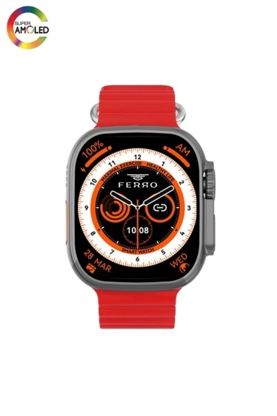 FERRO Bordo Silikon Kordon Amoled Ultra Akıllı Kol Saati Fsw1116-gr