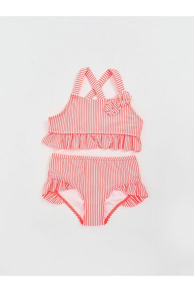 LC Waikiki LCW Παιδικό Σετ μπικίνι για κορίτσια με πορτοκαλί ρίγες