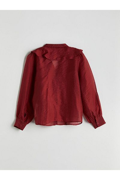 LC Waikiki Bluză de damă LCWAIKIKI Clasic Burgundy cu decolteu în V