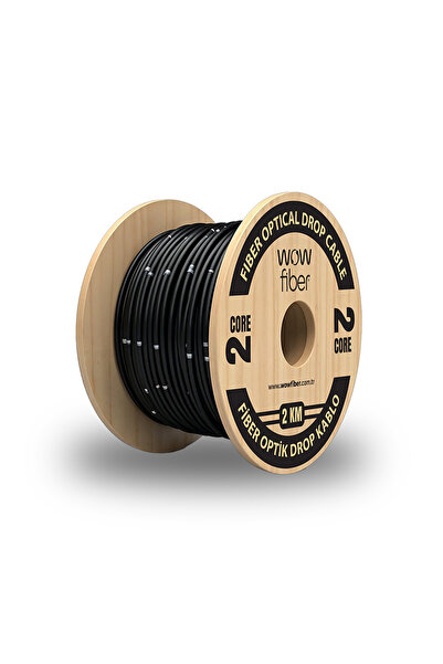 SKYCOM WowFiber 2 Core FTTH Drop Fiber Optik Kablo - Çelik Askı Telli / Siyah...