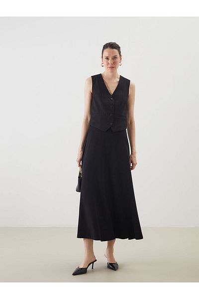 LC Waikiki Lcwaikiki Classic Black Elastic Waist A-Line Skirt