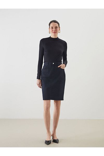 LC Waikiki Lcwaikiki Classic Navy Blue Slim Fit Mini Jean Skirt