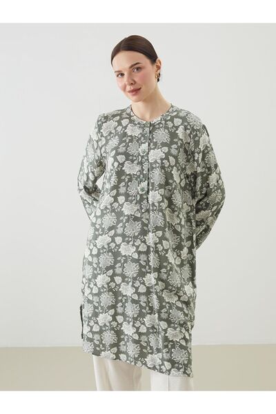 LC Waikiki Tunica de damă verde cu guler în V și imprimeu floral
