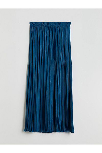 LC Waikiki Lcwaikiki Classic Petrol Elastic Waist Pleated Skirt