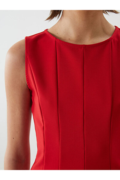 LC Waikiki Lcw Comfort Red Bicycle Collar Women Dress