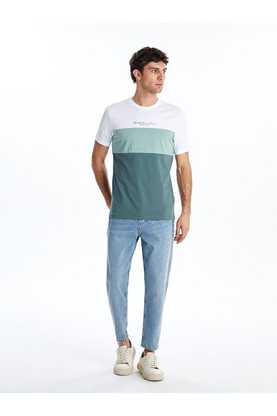 LC Waikiki Tricou pentru bărbați din bumbac pieptănat cu blocuri de culoare, sezon nou - S5NH12Z8