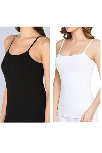 Sashaa Collection قميص داخلي نسائي من القطن مكون من قطعتين بحزام حبل