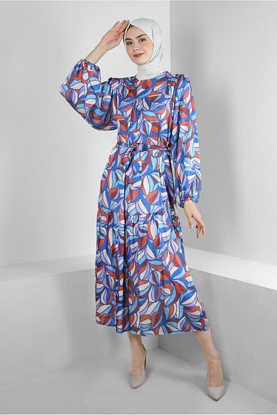 Alvina PATTERNED BIRDED WIDE SLEEVE DRESS 43660