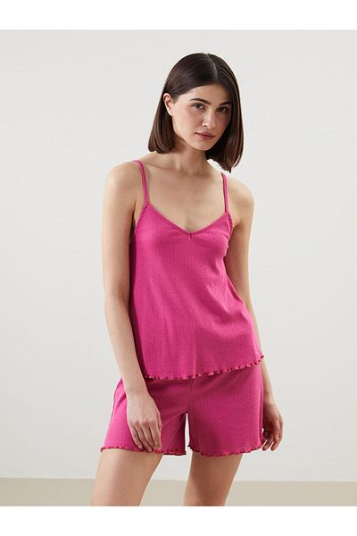 LC Waikiki U-Neck Self Patterned Strap Women's Sortlu Pajama Set