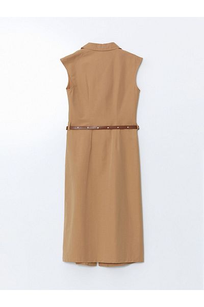 LC Waikiki Φόρεμα LCW Comfort Beige με ζώνη μέσης