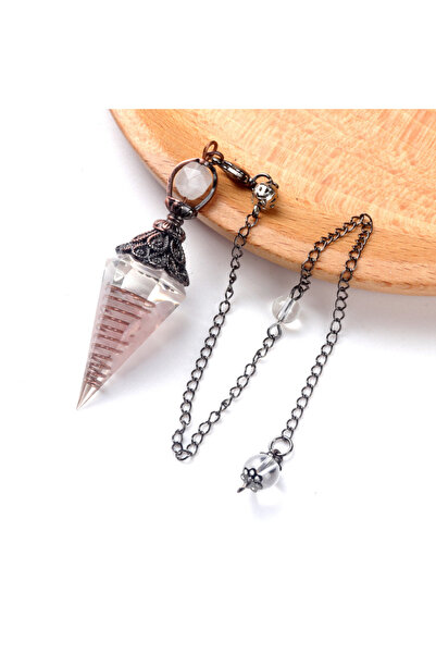 Choice قلادات البندول الكريستالية من حجر الكوارتز الوردي الطبيعي، مخروط سداسي...