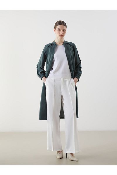 LC Waikiki Lcw Modest Ecru Loose Fit Wide Leg Women's Trousers