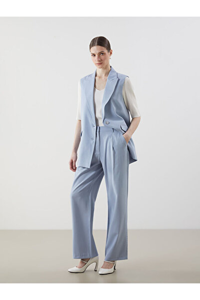 LC Waikiki Μπλε γυναικείο παντελόνι με φαρδιά γραμμή και άνετη εφαρμογή