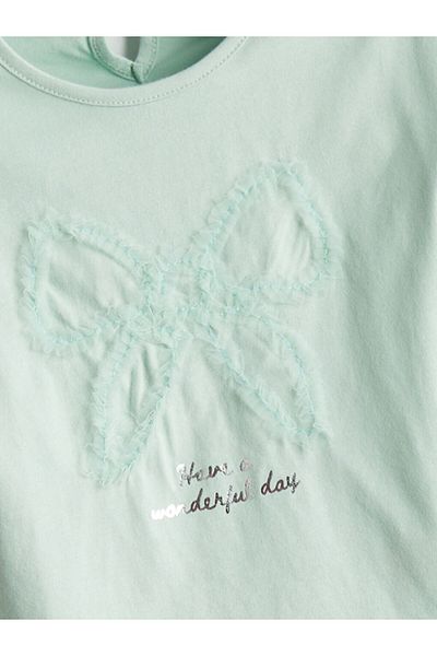 LC Waikiki Light Green Crew Neck Cotton Girls' T-Shirt