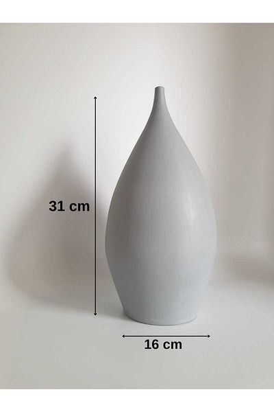Lapida Home Decor Tall Vase 31 Cm, Matte Drop Stone Vase, Minimalist Japandi Decor, Elegant Modern Centerpiece