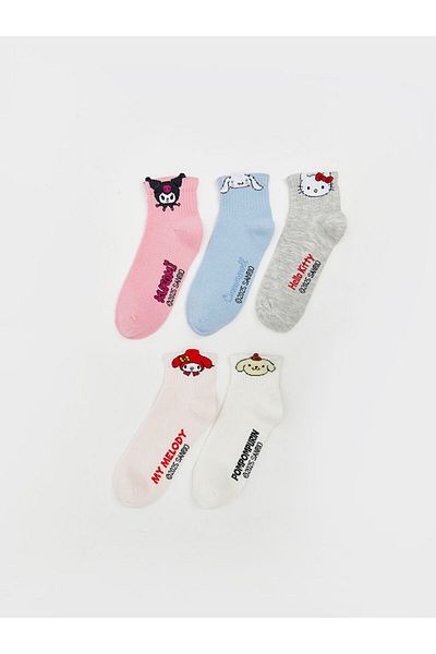 LC Waikiki Pink Hello Kitty Patterned Girl's Booties Socks 5-Piece
