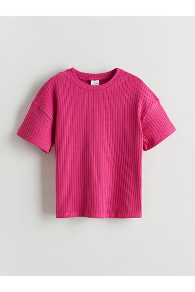 LC Waikiki Lcw Kids Fuchsia Crew Neck Girls' Shorts Pajama Set
