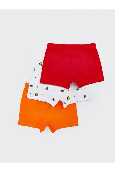 LC Waikiki Lcw Kids White Printed Combed Cotton Boys' Boxers 3-Pack