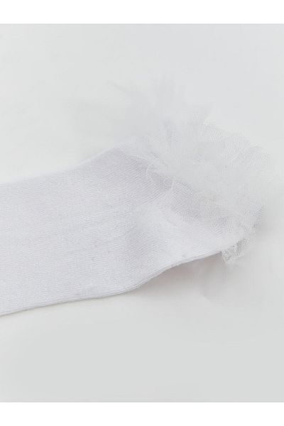 LC Waikiki Lcw Kids White Lace Detailed Girls Booties Socks