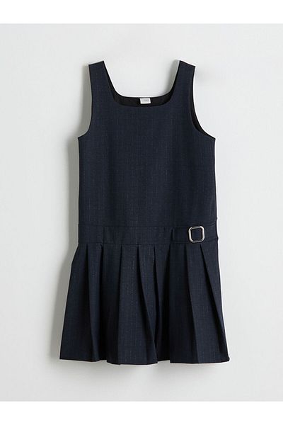 LC Waikiki Square Neck Girl's Pleated Dress
