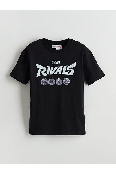 LC Waikiki LCW Kids Black Crew Neck Marvel Rivals εμπριμέ μπλουζάκι για αγόρι